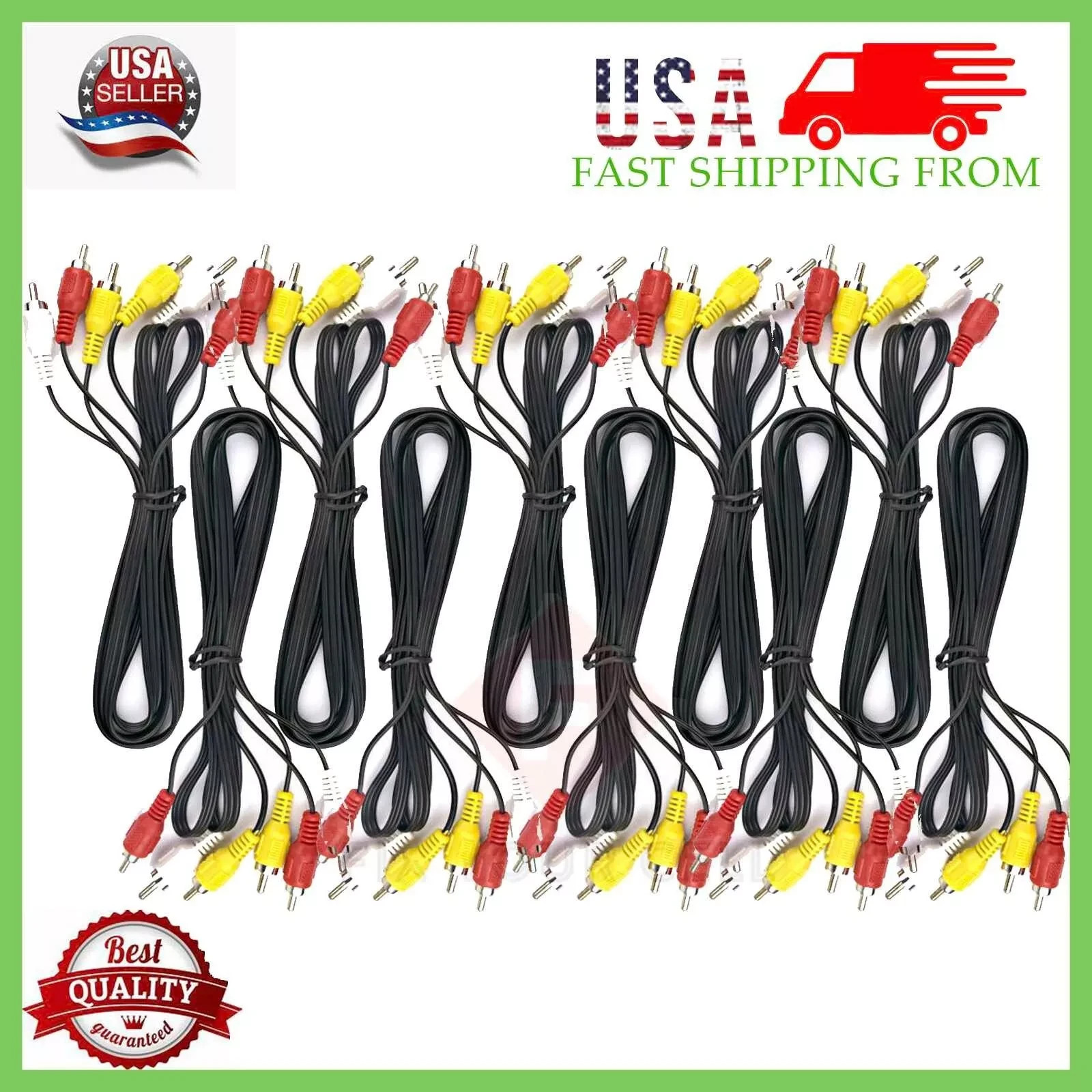 Lot of 10 NEW 3 Ft RCA A/V COMPOSITE Cable DVD/VCR/SAT/HDTV Yellow Red White Lot of 10 NEW 3 Ft RCA A/V COMPOSITE Cable DVD/VCR/SAT/HDTV Yellow Red White