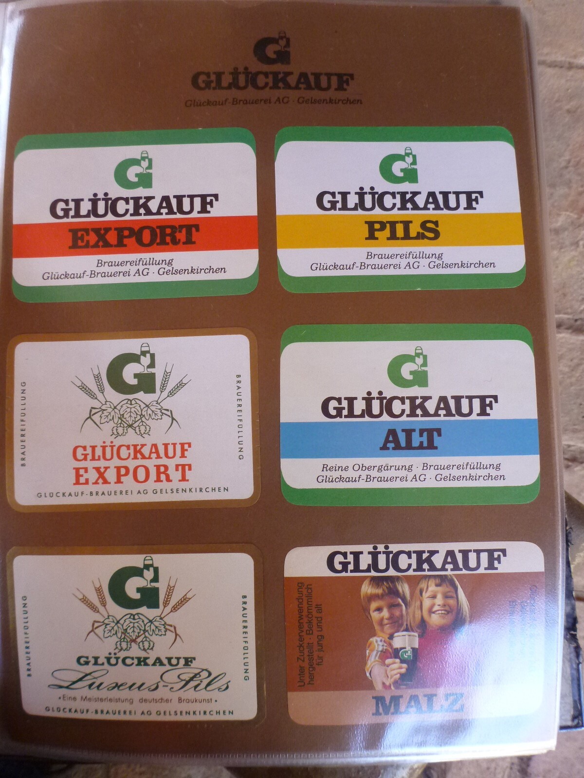 ORIGINAL GLUCKAUF 6 X DIFFERENT WEST GERMAN BEER LABELS