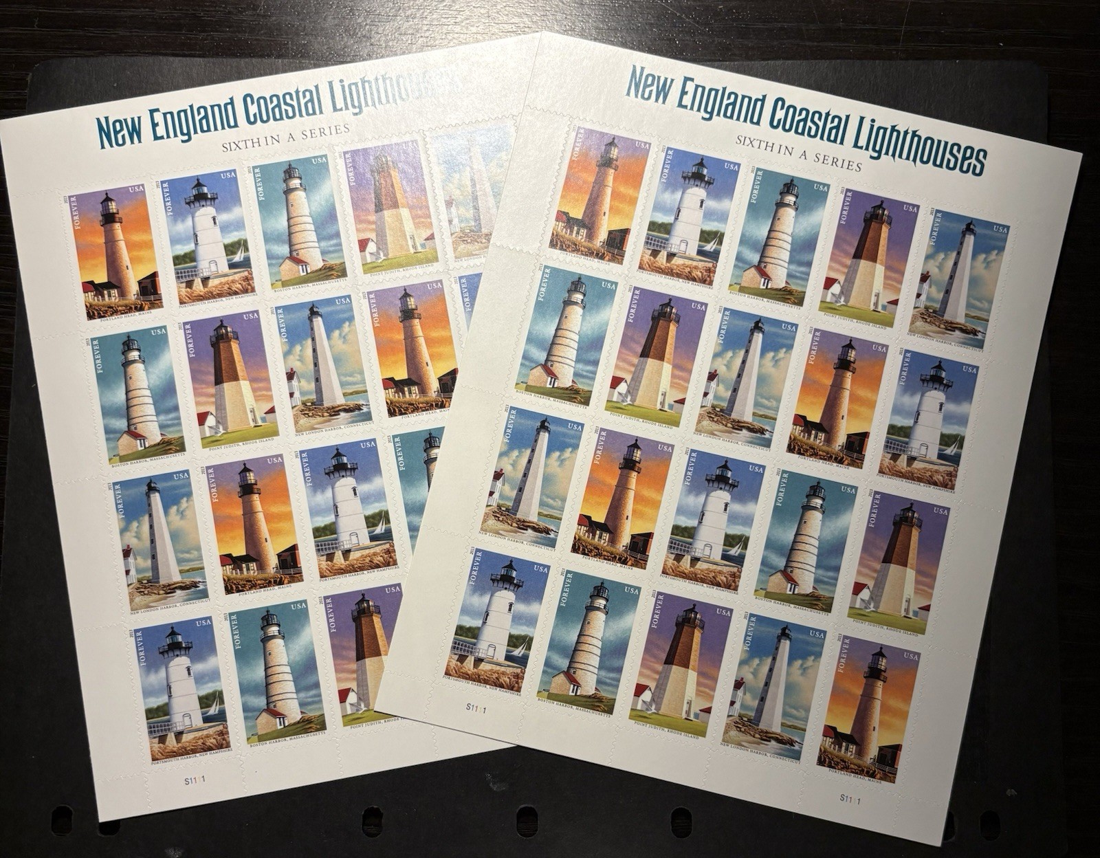 USPS 2013 New England Coastal Lighthouses 2 Sheets Of 40 Stamps MNH