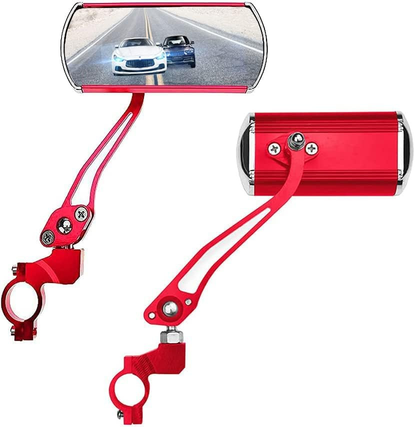 2PCS Bike Handlebar Rear View Mirrors Adjustable Bicycle Mirrors Red