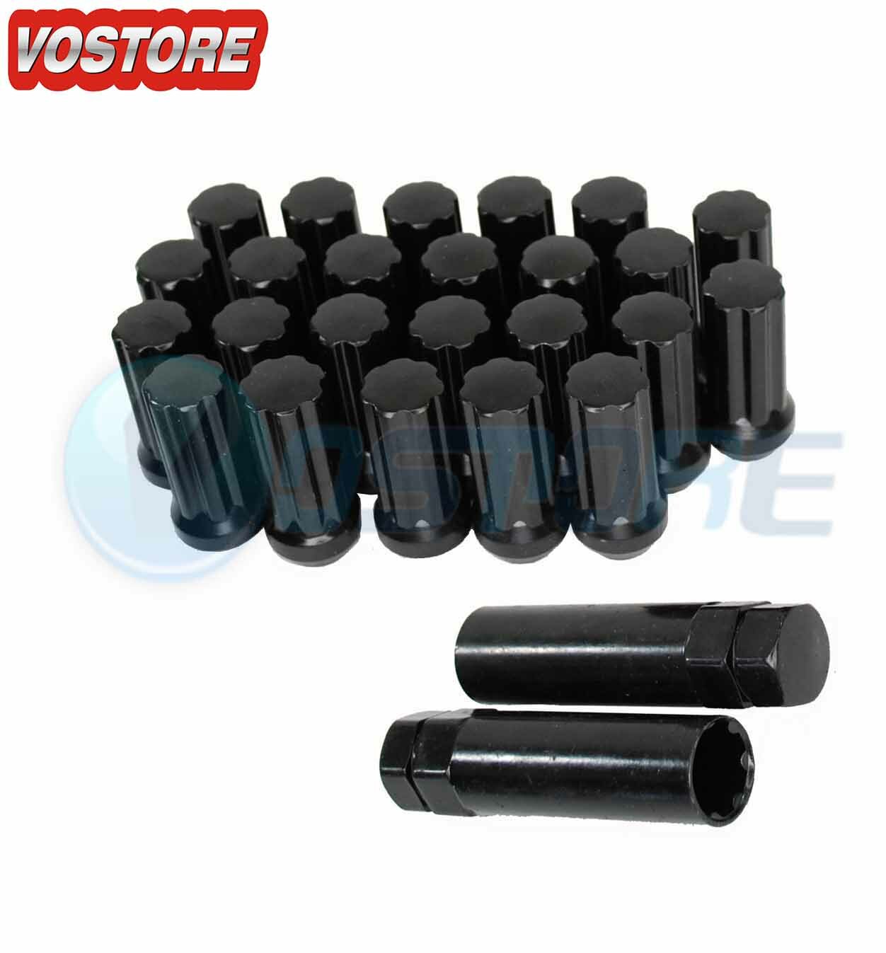 24pc 14x1.5 Black Wheel Lug Nuts w/ Two Keys for Silverado Sierra Yukon XL 1500 24pc 14x1.5 Black Wheel Lug Nuts w/ Two Keys for Silverado Sierra Yukon XL 1500