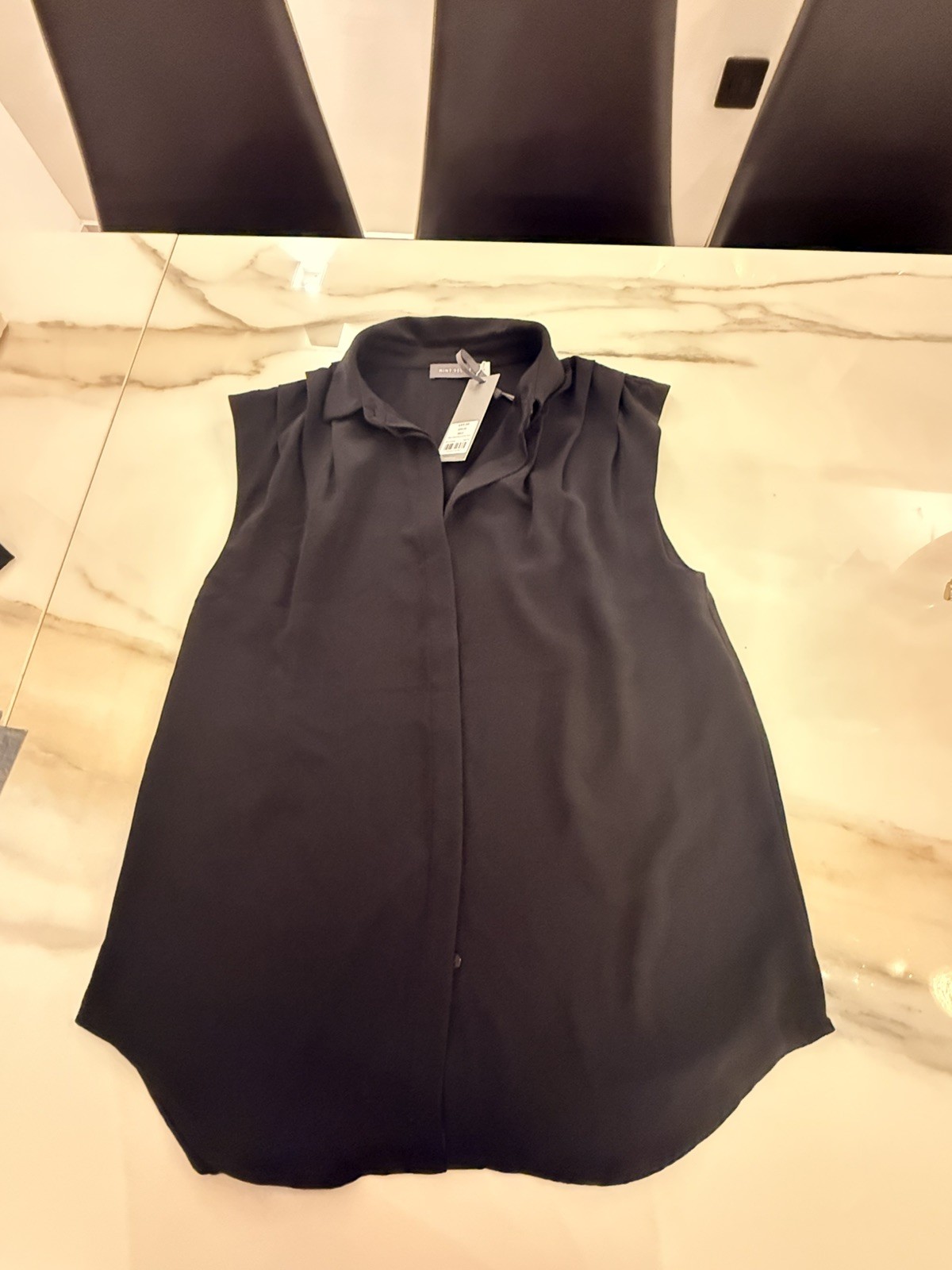 Mint Velvet black longer length Sleeveless utility blouse shirt size M