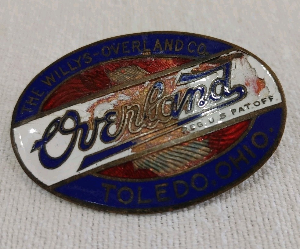 Rare 1919-1926 Overland Willys Toledo Ohio Radiator Emblem Automotive Car Badge