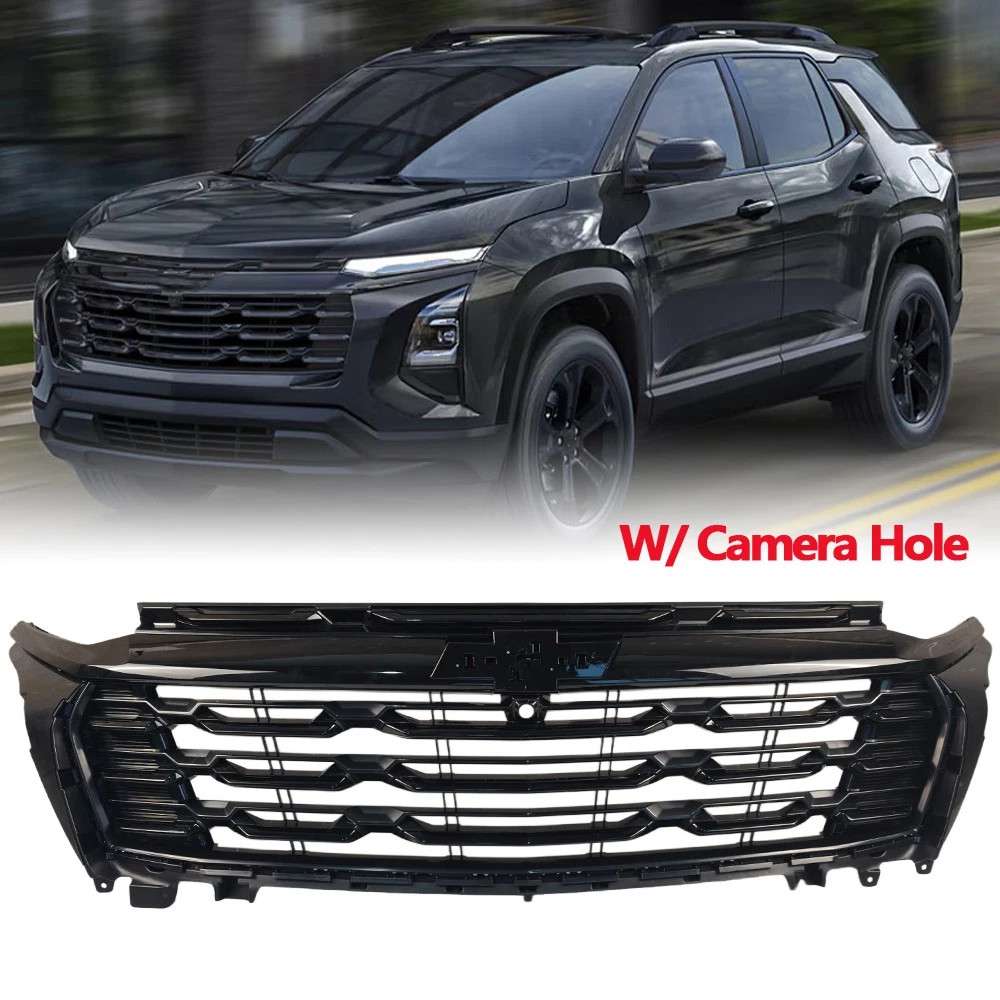 For 2025-2026 Chevy Equinox LT Front Bumper Grille w/ Camera Hole Gloss Black