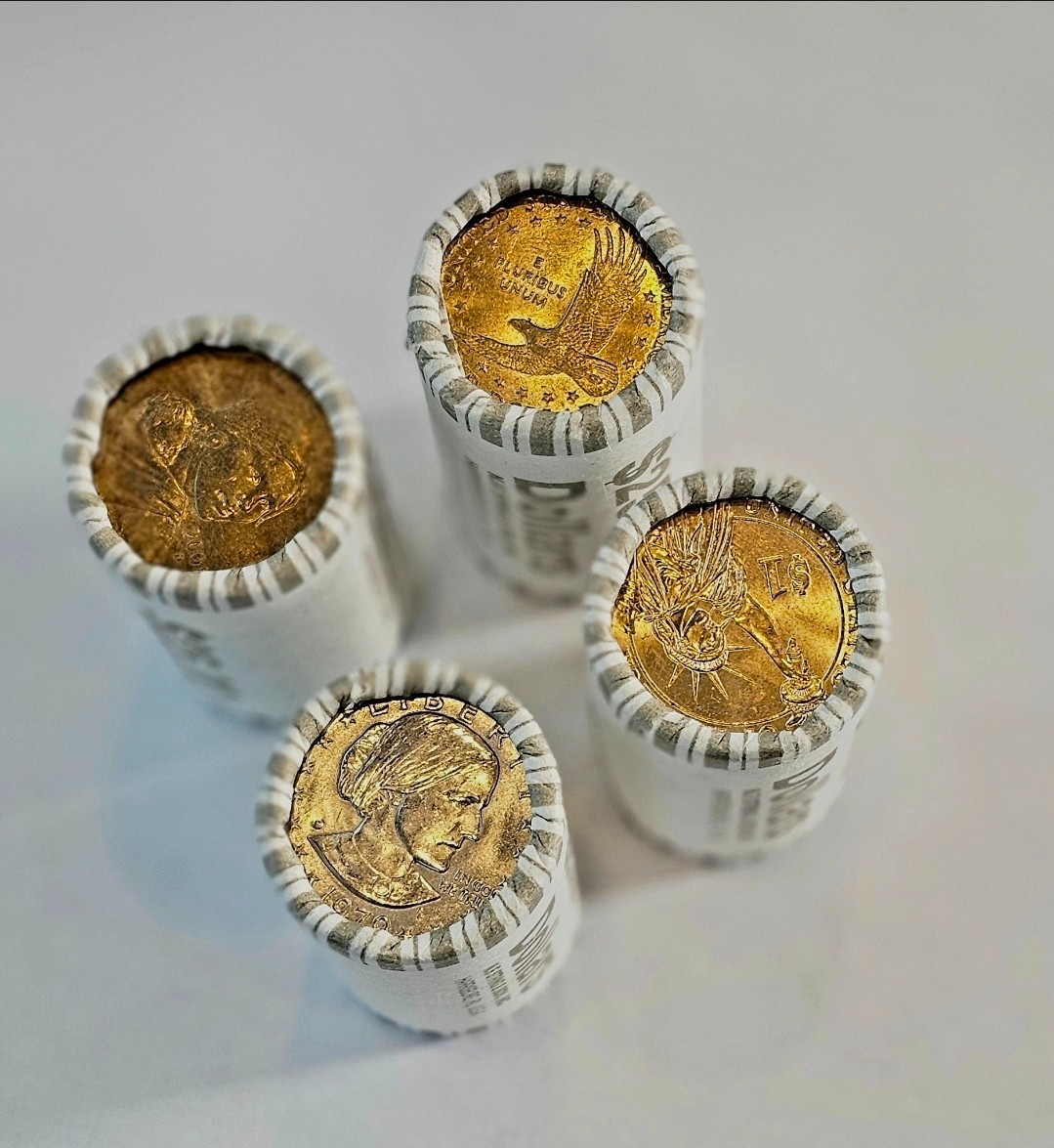 Sealed Bank Roll $25 FV Golden Sacagawea / Presidential /SBA small dollars