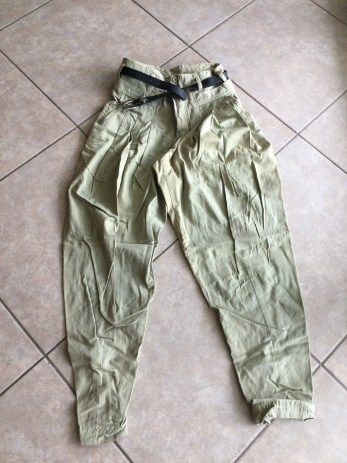 Vintage 80/90s Z Cavaricci Womens Balloon/Barrel Leg Green Pants Size 29 Faded