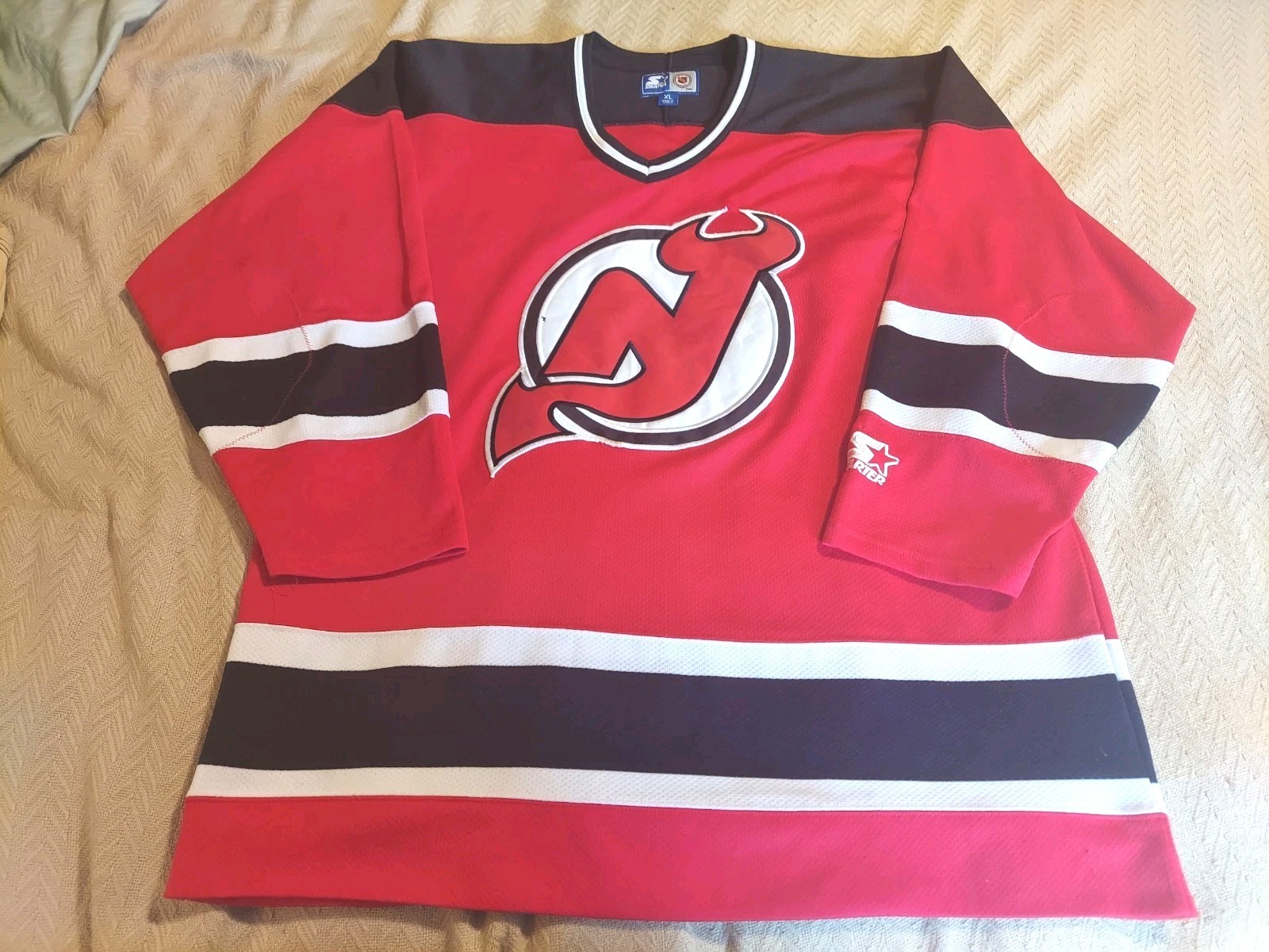 VTG 1990S STARTER NEW JERSEY DEVILS NHL HOCKEY JERSEY MENS SZ XL RED EAST CONF