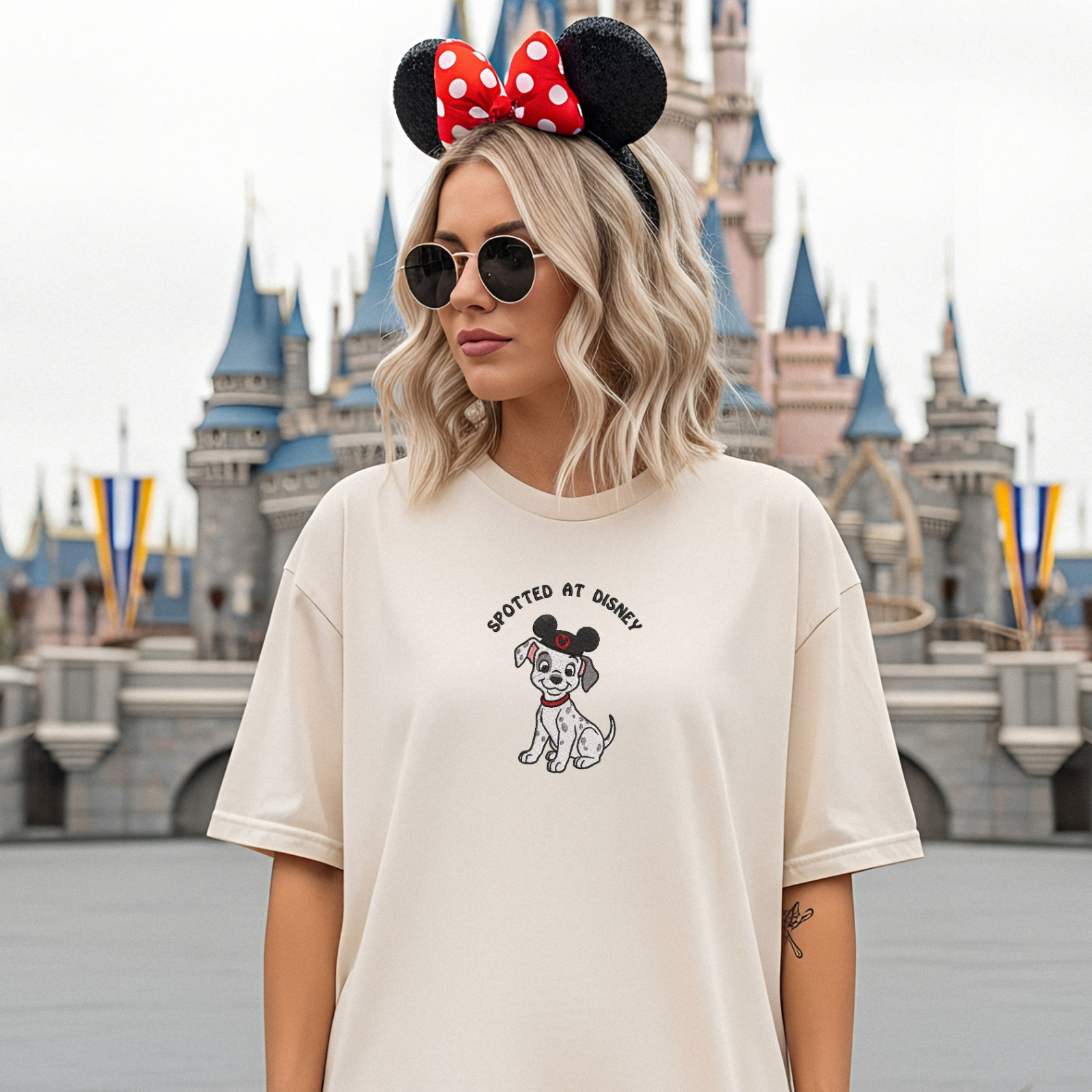 Embroidered Spotted At Disney 101 Dalmatians T-Shirt