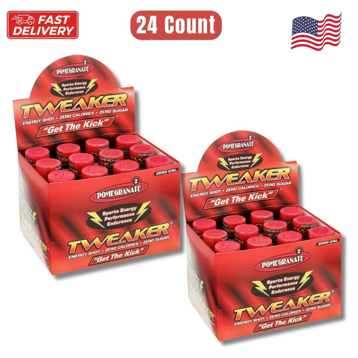 Tweaker Energy Shot, Pomegranate, 2 fl oz, 24 Count - 