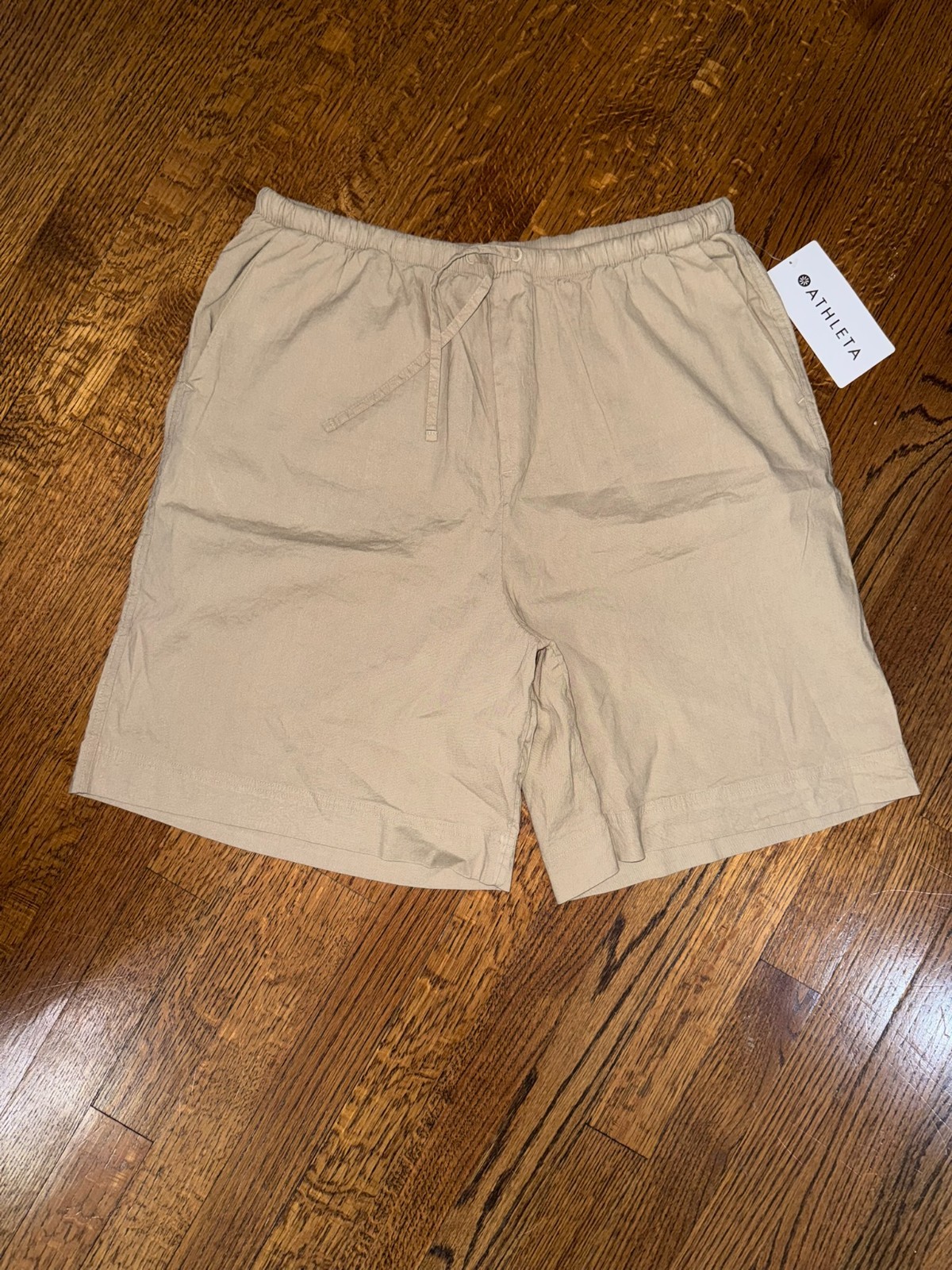 NWT Athleta Paradise Bermuda Shorts Linen Blend Flax Beige - MEDIUM
