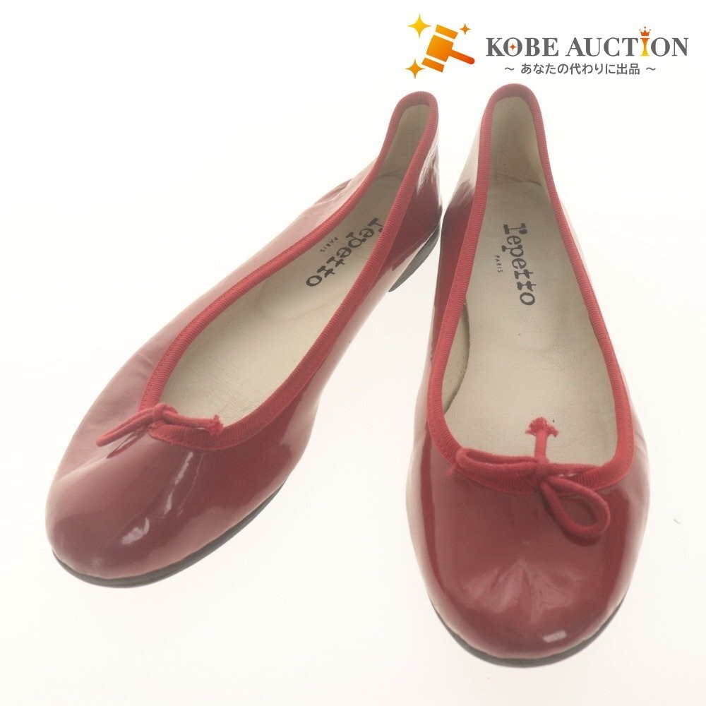 REPETTO Patent Leather Ballet Flats Red Women 36.5 CUIR VERITABLE Flat Shoes