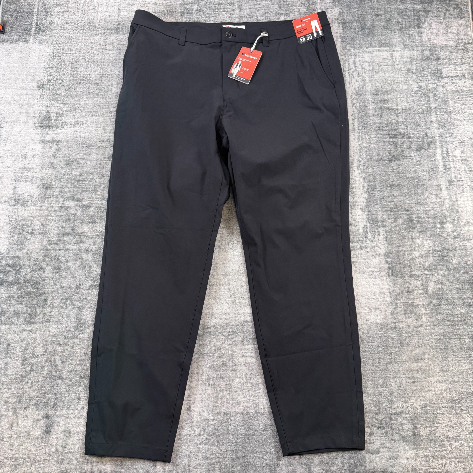 Birddogs Jeff Pesos Pants Mens 38x30 Black Flex Chino Slim Unlined Commuter NEW Birddogs Jeff Pesos Pants Mens 38x30 Black Flex Chino Slim Unlined Commuter NEW