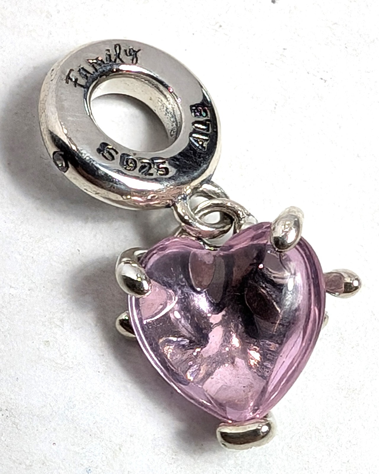 Authentic Pandora Charm, Pink Family Tree and Heart Dangle,  #792654C01