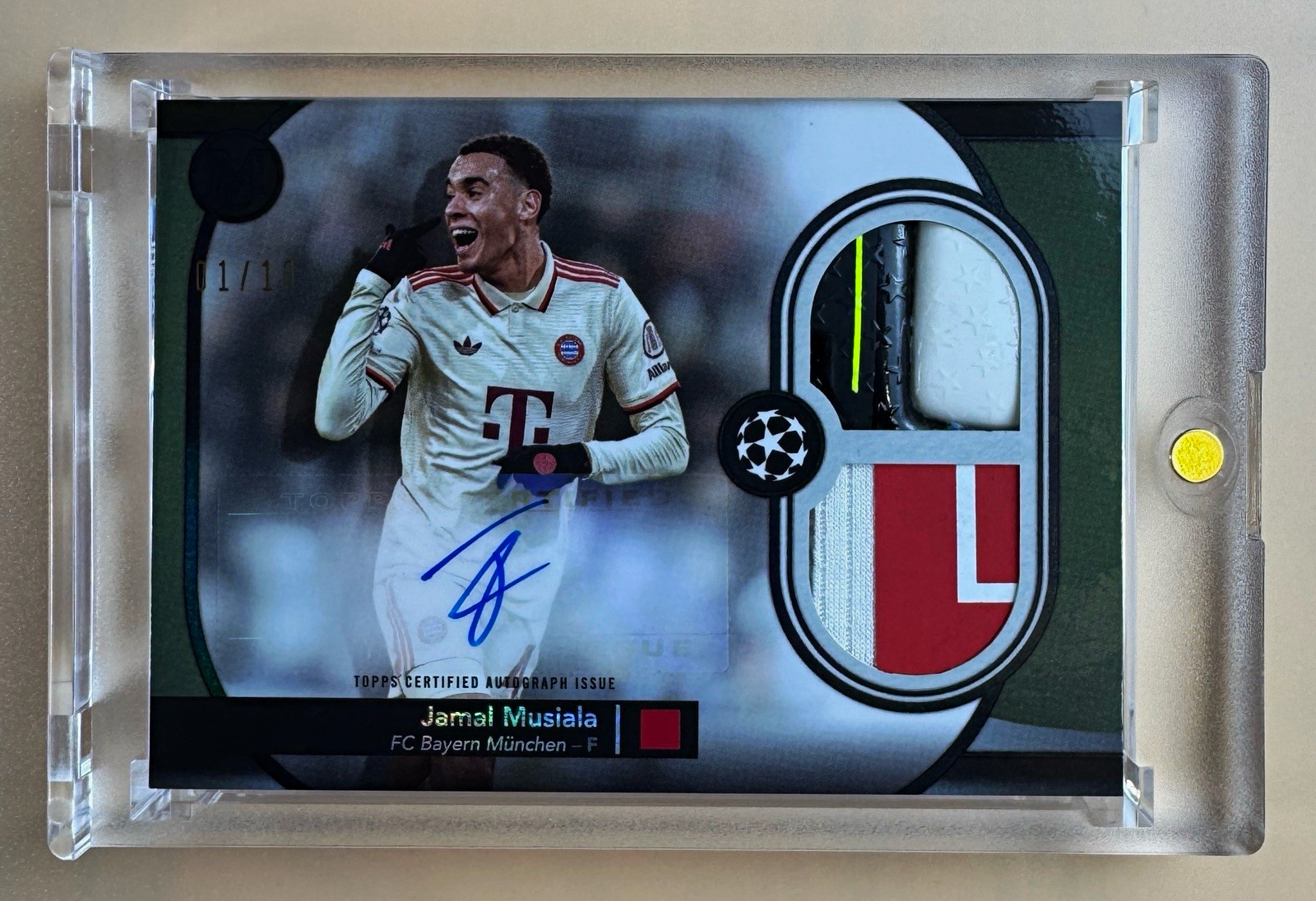 Topps 2024-25 Museum UEFA Jamal Musiala Bayern Hat-Trick Auto Relic 1/10