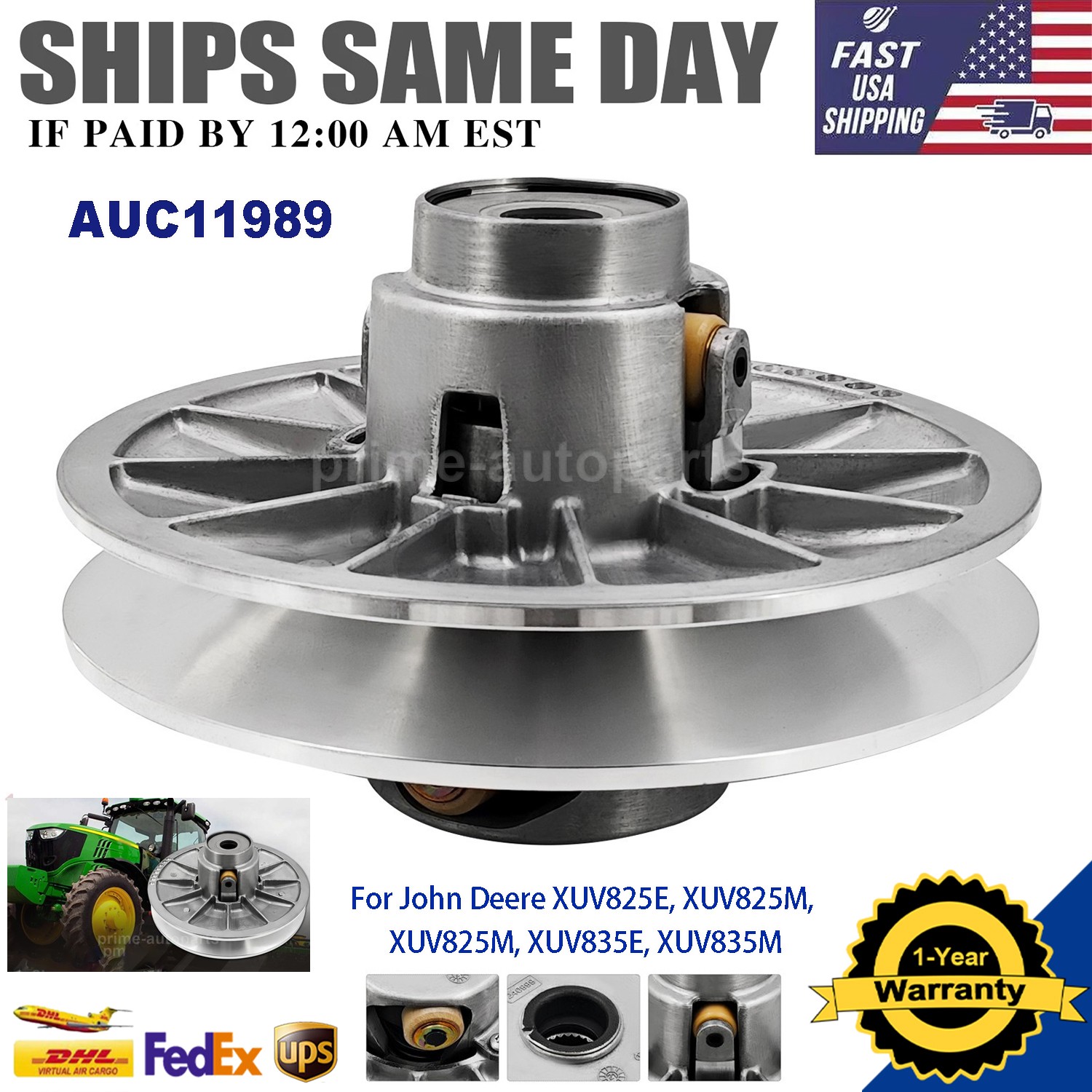 Secondary Driven Clutch AUC11989 For John Deere Gator XUV825E XUV825M XUV835E