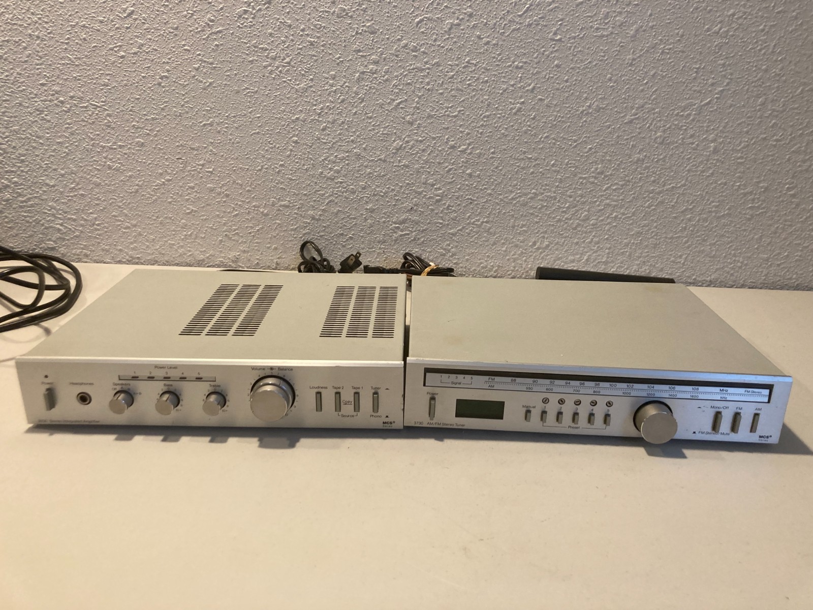 Vintage MCS 3730 AM FM Stereo Tuner and 3830 Integrated Amplifier Untested