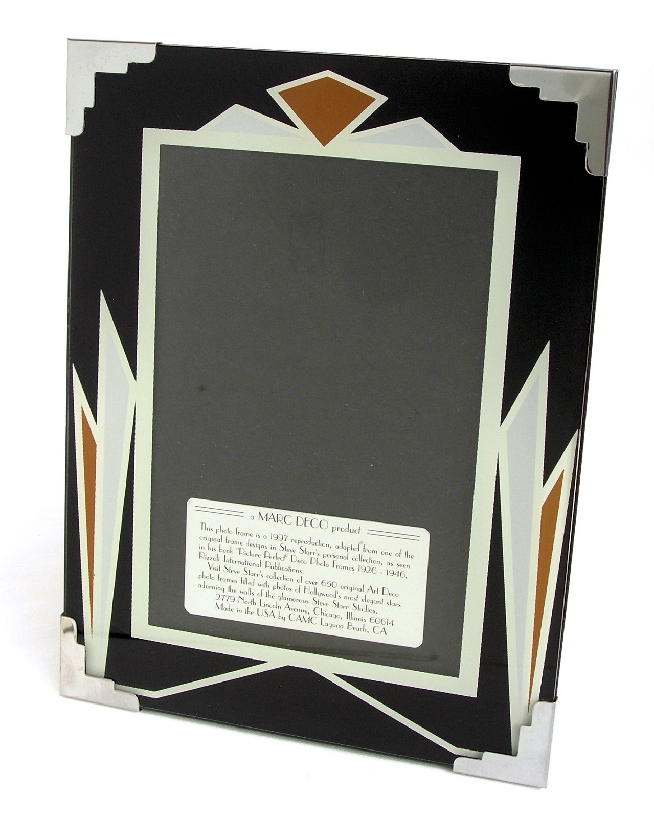 Vintage 1997 Black Reverse Painted Glass Art Deco Movie Star Frame 4 x 6 Image