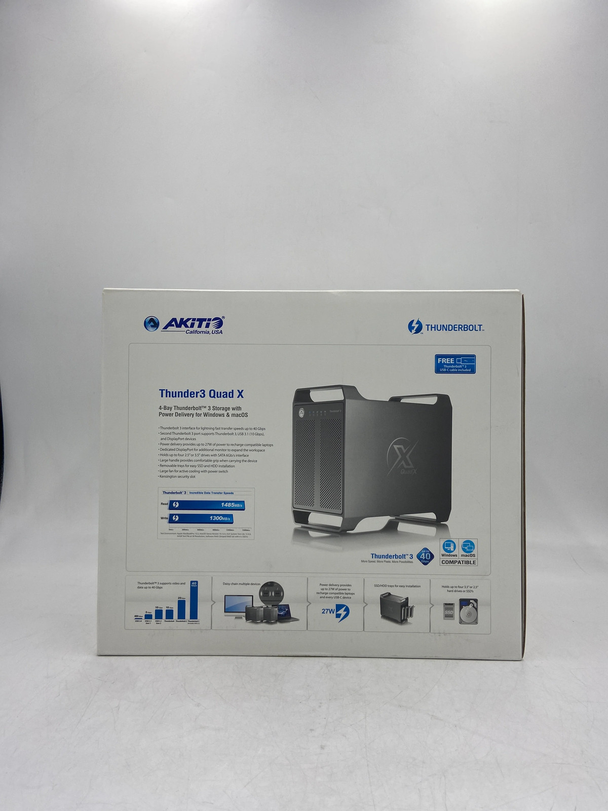 New Akitio Thunder3 Quad X 4-Bay Thunderbolt 3 RAID SSD HDD Storage Enclosure