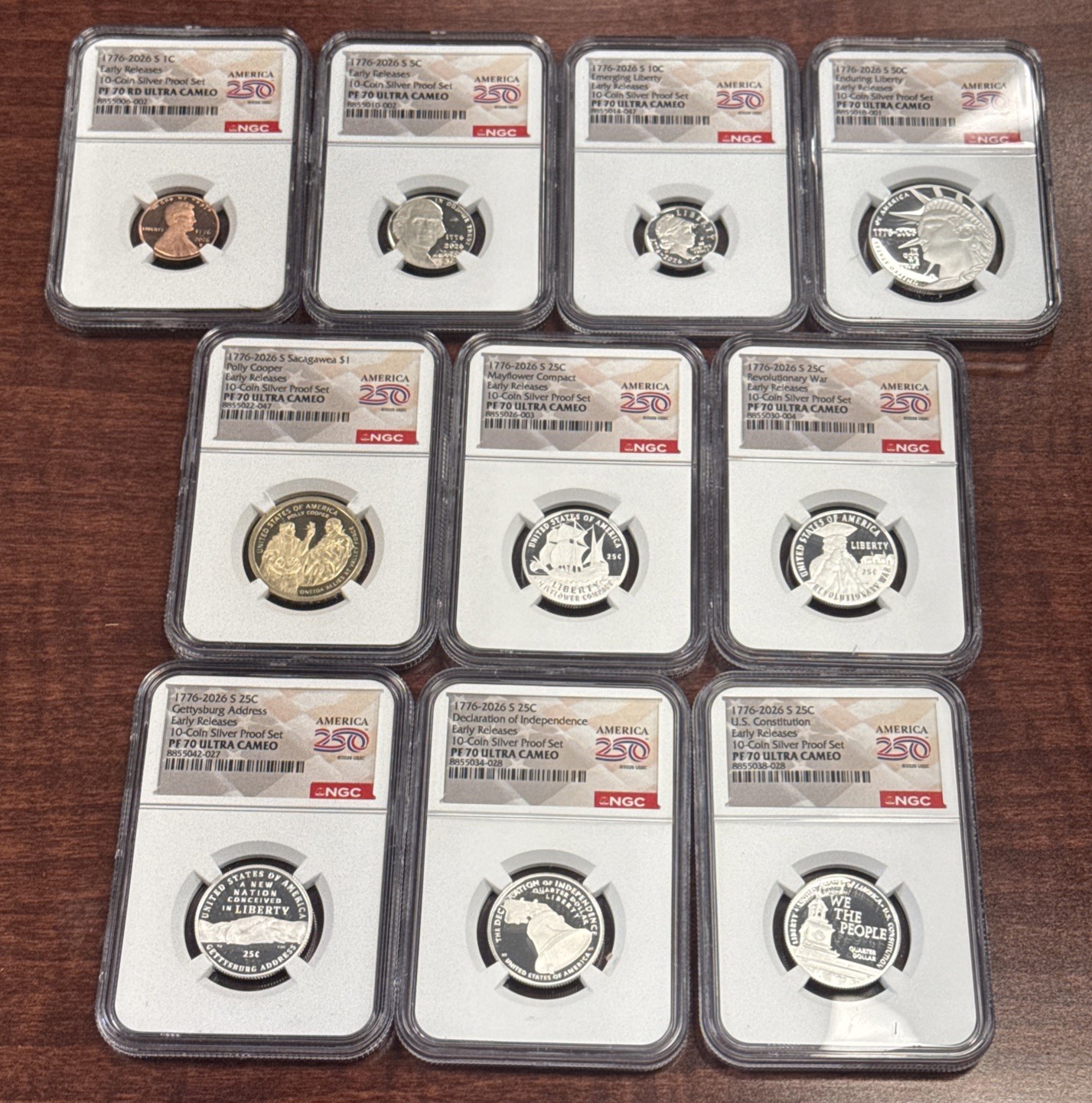 2026-S U.S. Silver Proof 10pc Set NGC PF70-UCAM ER 250th Ann. Label ON HAND