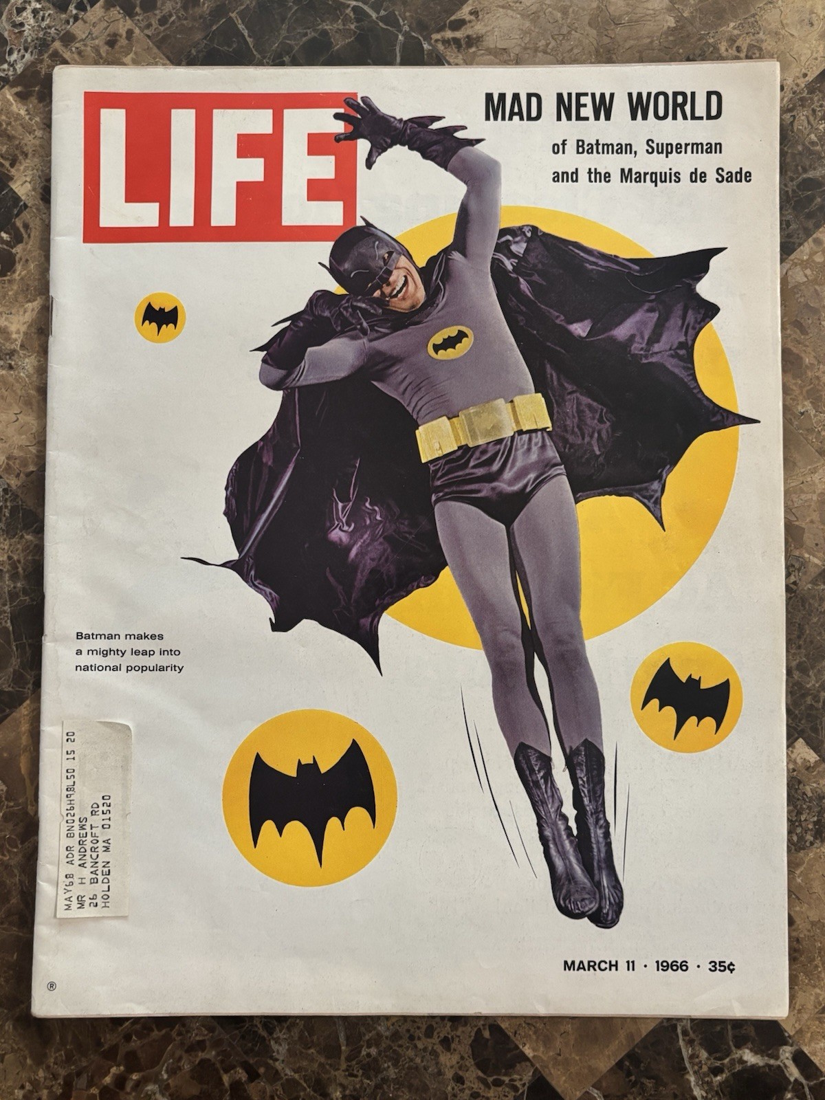 March 11, 1966 - Life Magazine - Adam West - Batman Superman Marquis BEAUTY