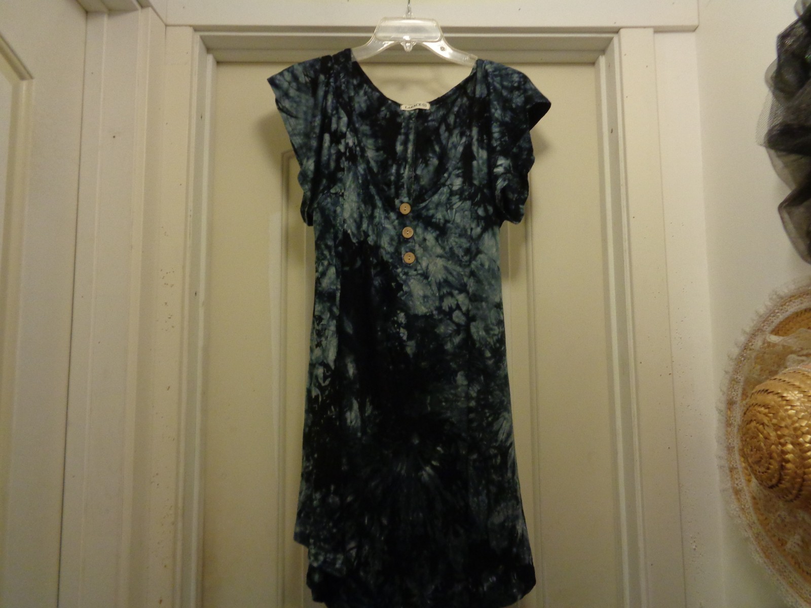 BOHEMIAN DREAMER TYE DYED NAVY & GREY OFF SHOULDERS MINI DRESS BY LARACE 3 X