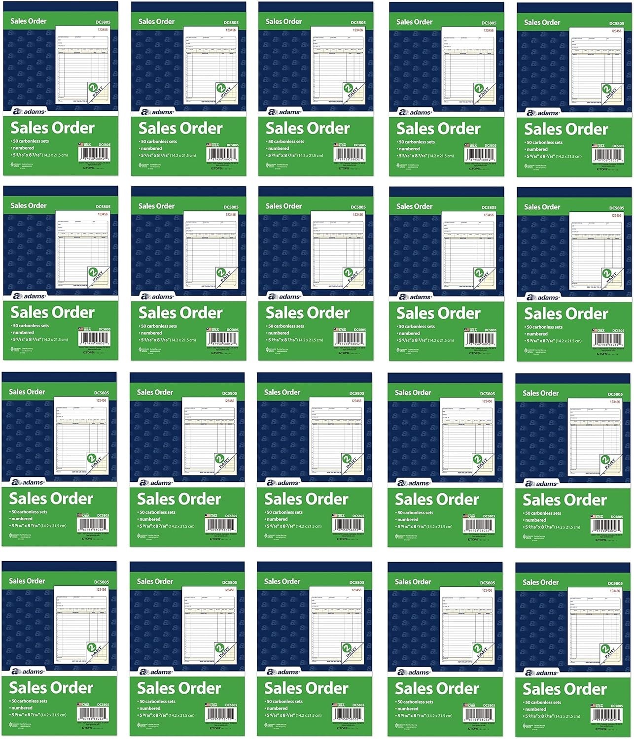 20 Pack Adams Sales Order Book, 2-Part, Carbonless, White/Canary 5-9/16 x 8-7/16 20 Pack Adams Sales Order Book, 2-Part, Carbonless, White/Canary 5-9/16 x 8-7/16