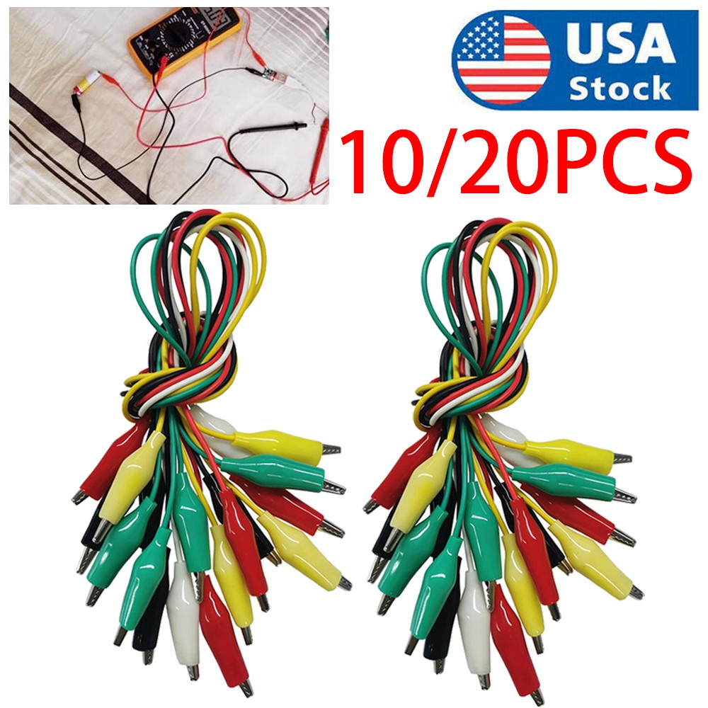 20PCS Alligator Clips Test Leads Set, 5-Color 21.5