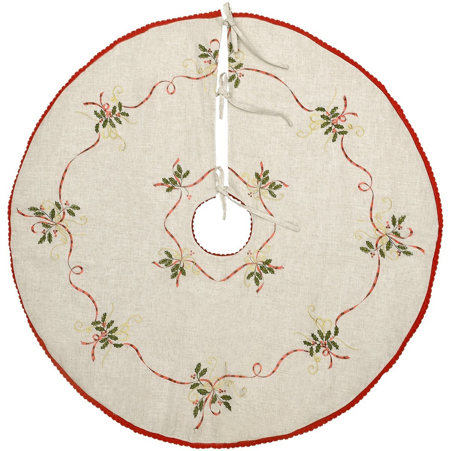 Grelucgo 72 Inches Large Embroidered Christmas Holiday Tree Skirt, Double Thi...