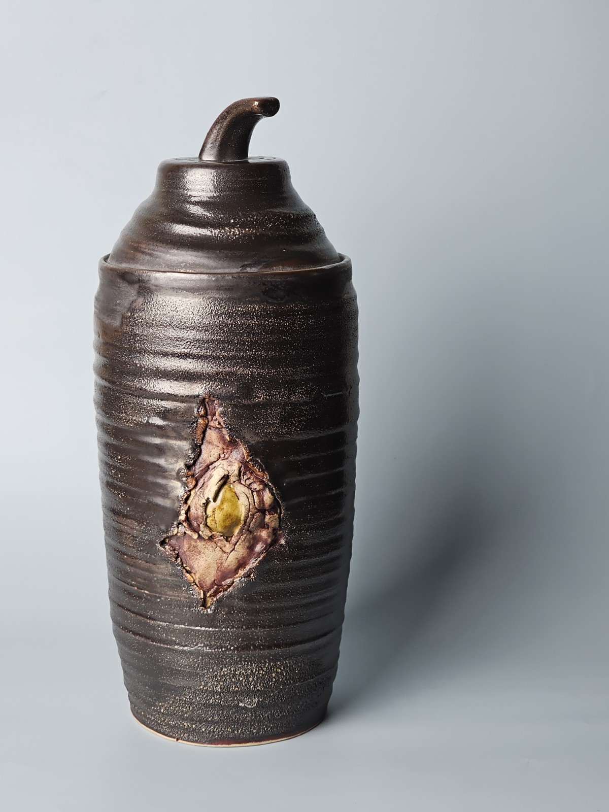 Studio Art Pottery Brutalist Modern Textured Expressive Ceramic Sculpture Signed