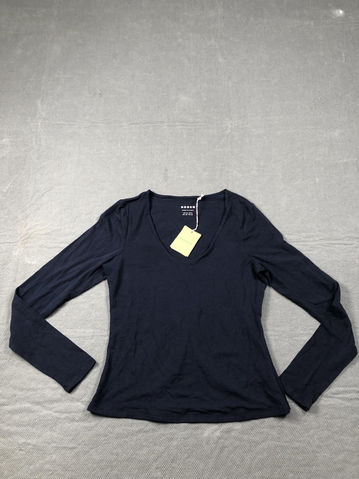 Boden T Shirt Womens 8 Blue V Neck Long Sleeve Jersey Basic Stretch Top NWT