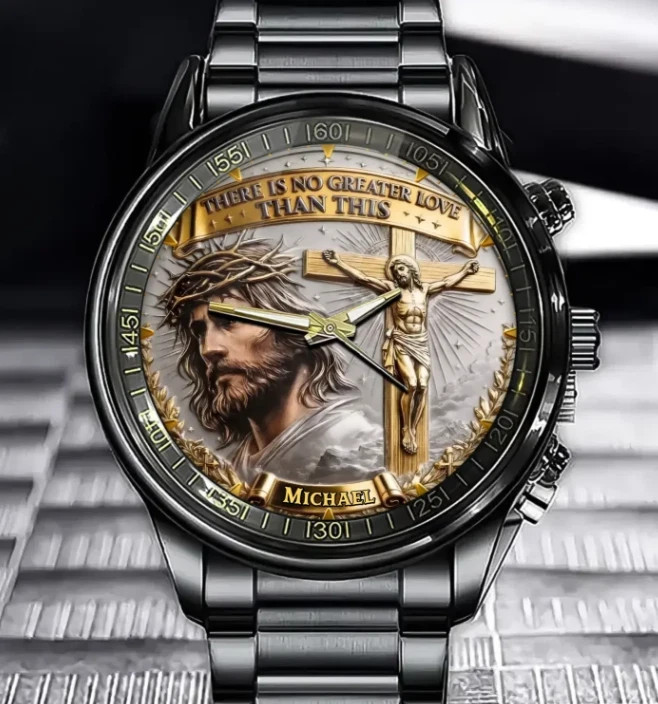Personalized Christian Watches - Featuring A Jesus Cross Motif And Customizable