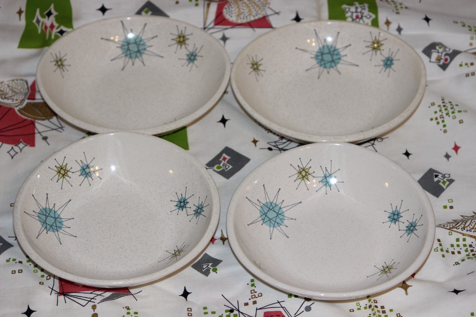 Vintage MCM Lot of 4 Franciscan Atomic Starburst 7\ Vintage MCM Lot of 4 Franciscan Atomic Starburst 7\