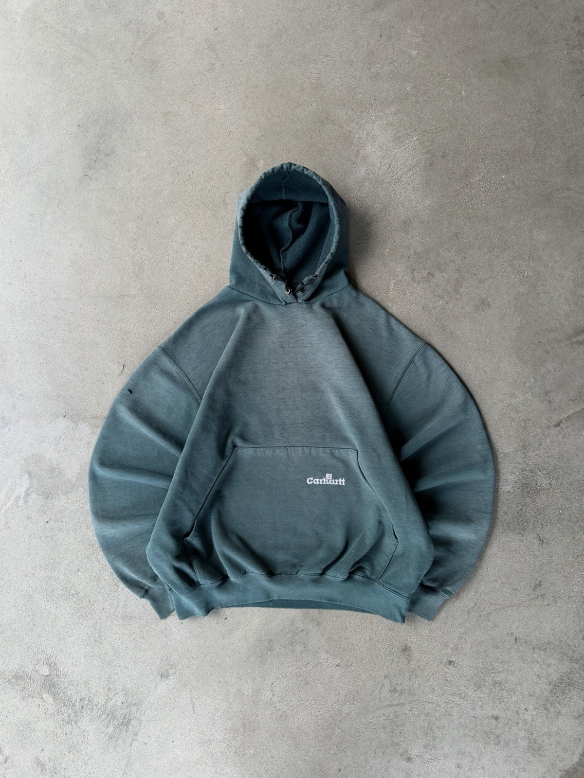 Vintage 90s Faded Distressed Green Carhartt Hoodie Size Large
