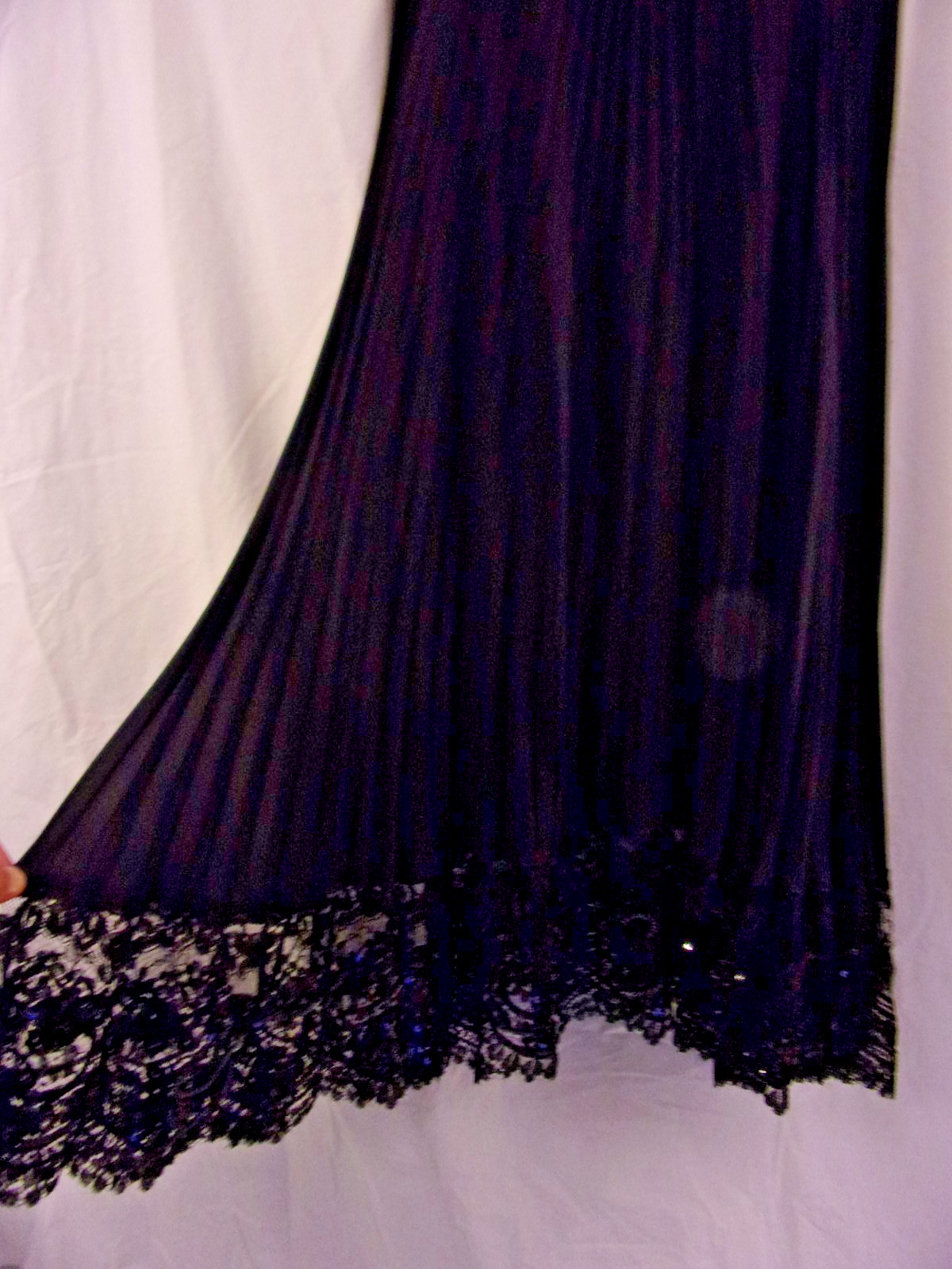 Vintage Ungaro Parallele Paris Black Pleated Sheer Maxi Skirt Lace Hem Beaded Vintage Ungaro Parallele Paris Black Pleated Sheer Maxi Skirt Lace Hem Beaded