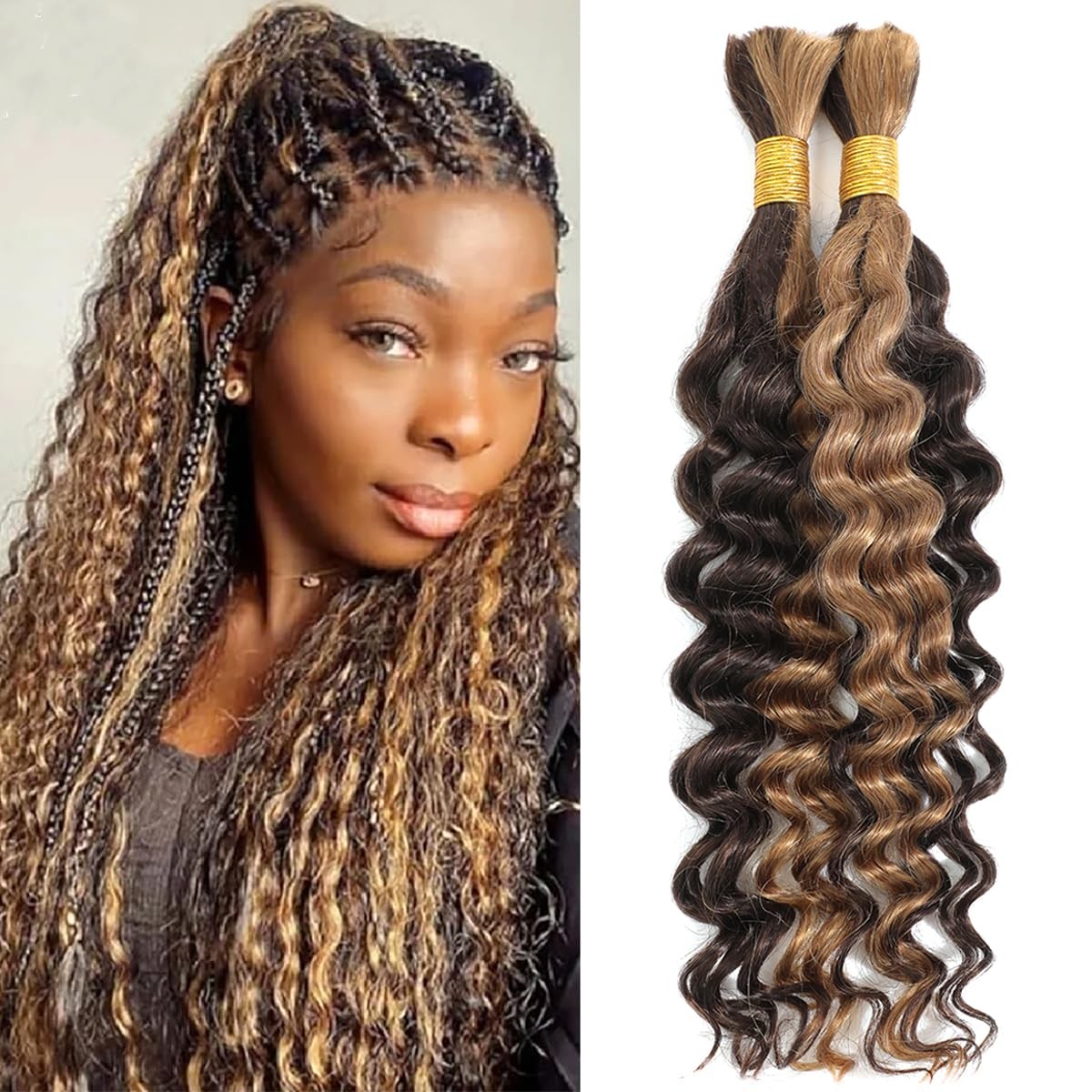 Human Braiding Hair For Boho Braids 4/27 100g 2 Bundles 18 Inch