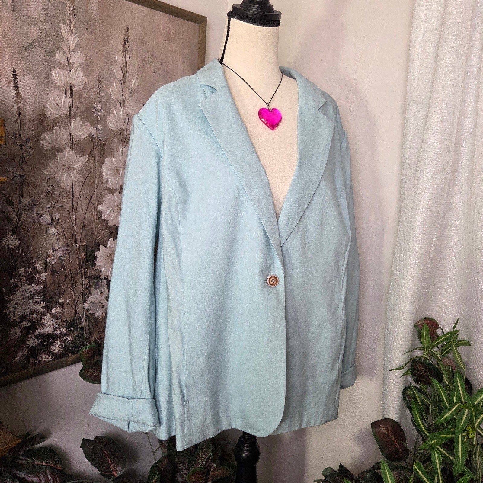 J. Jill Love Linen Sea Glass Blue Blazer Jacket XL NWT 265251 J. Jill Love Linen Sea Glass Blue Blazer Jacket XL NWT 265251