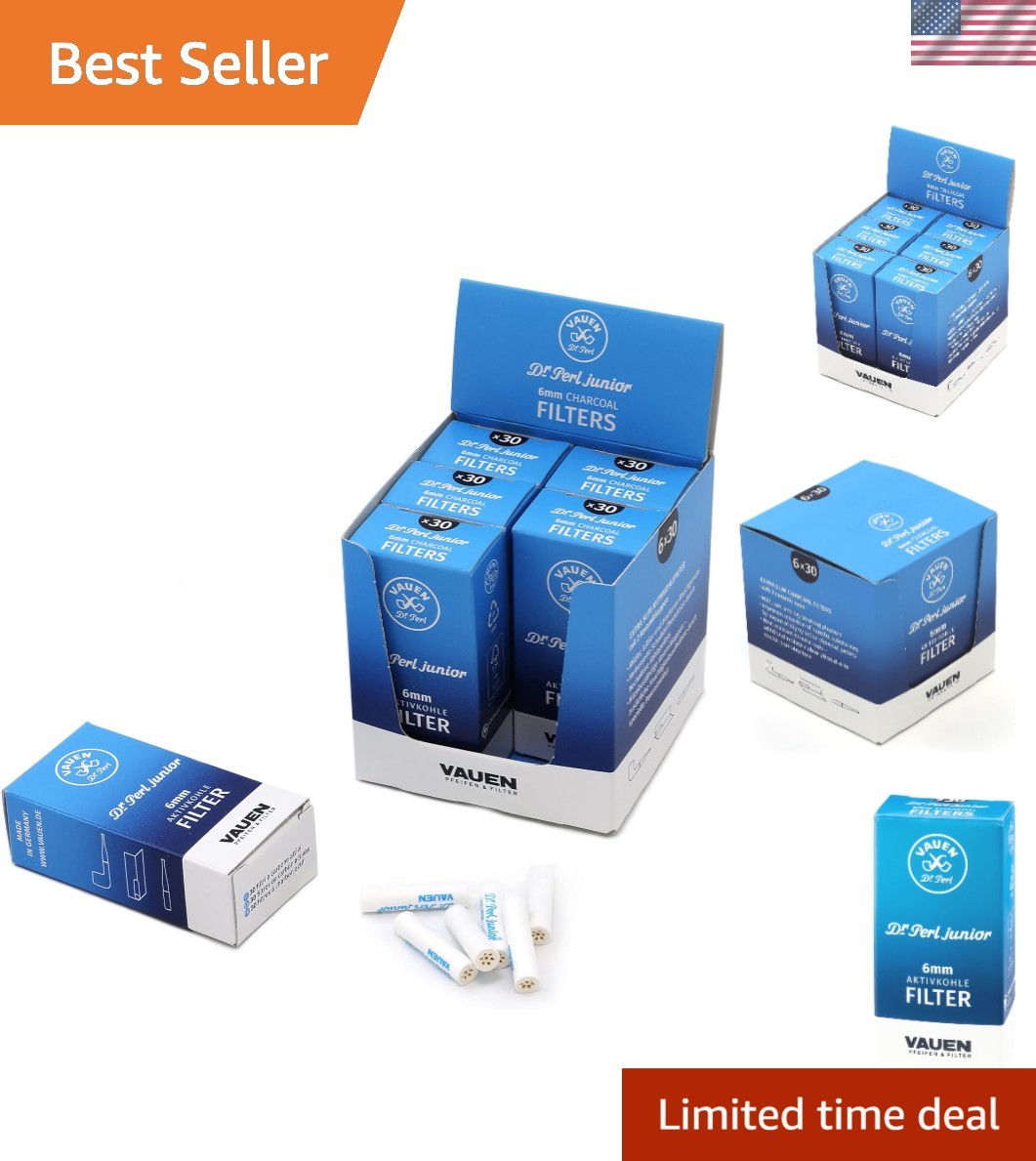 Dr. Perl Junior 6mm Activated Charcoal Filters - 6 Packs x 30 Filters Dr. Perl Junior 6mm Activated Charcoal Filters - 6 Packs x 30 Filters