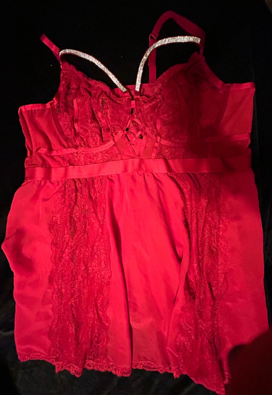 New Torrid Red Babydoll Lingerie With Rhinestone Accent Straps Size 5 New Torrid Red Babydoll Lingerie With Rhinestone Accent Straps Size 5