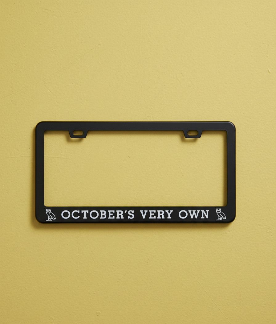 October\'s Very Own OVO License Plate Frame - Black Powder Coated Metal