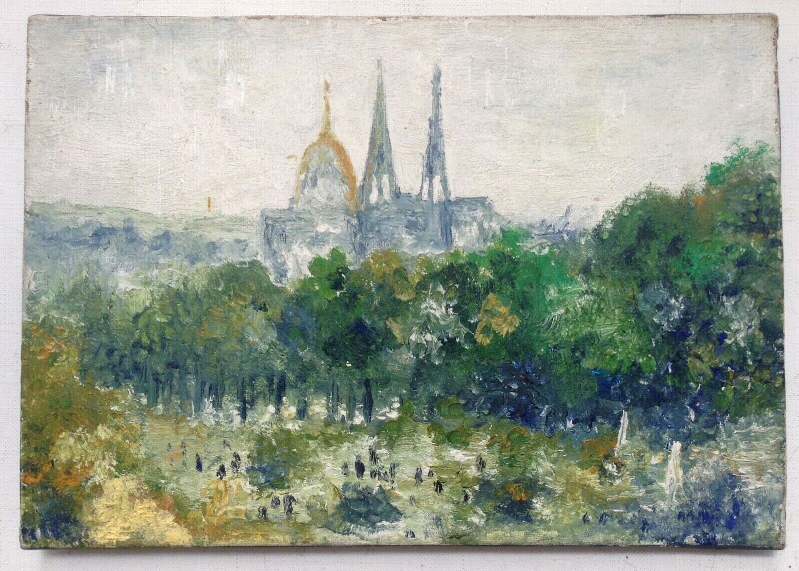 Paris Invalides Dome Park View Oil on Canvas Claude Monet\'s Impressionist Style