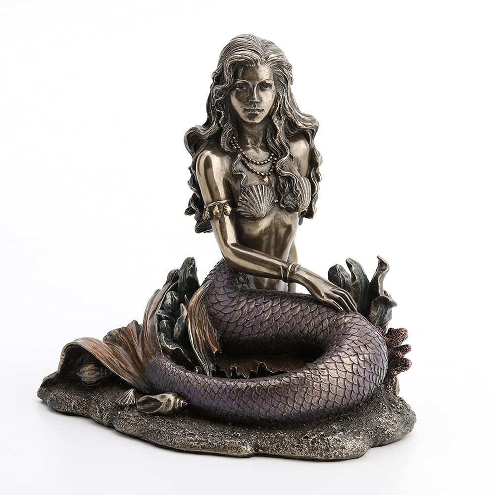 Veronese Design Resin Statues Enchanted Song Bronze Finish Mermaid Sitting On Veronese Design Resin Statues Enchanted Song Bronze Finish Mermaid Sitting On