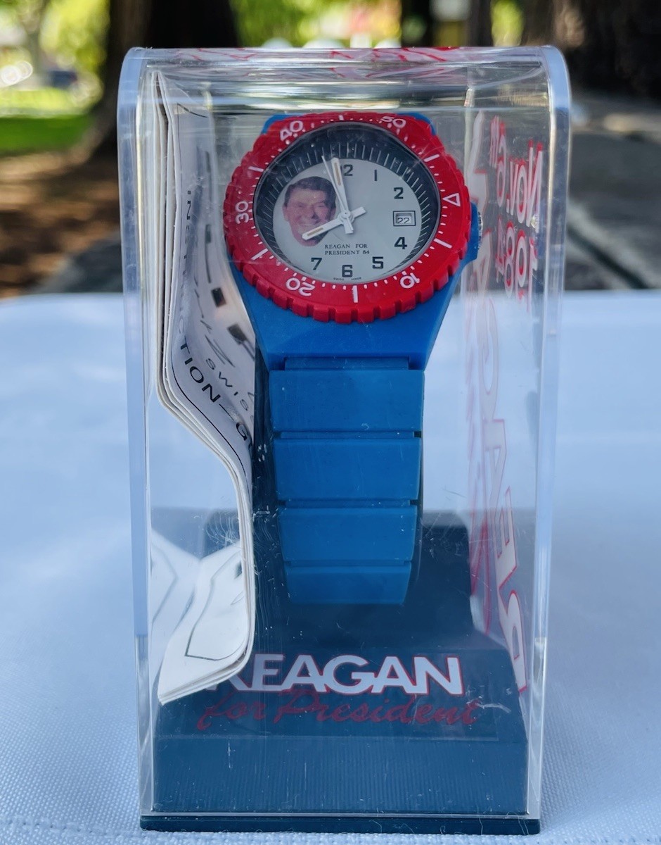 1984 Ronald Reagan  Presidential Collectible Campaign Watch —NEW- Blue Band