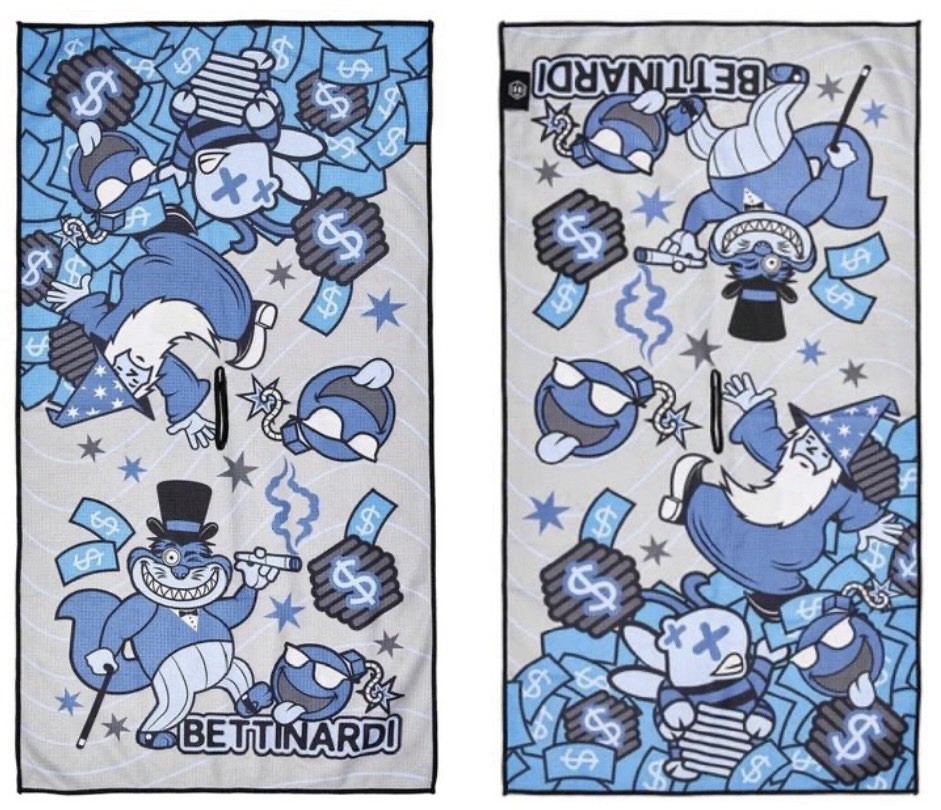 💣Rare Bettinardi Blue Multi Icon Mountians of Cash Tour Limited Players Towel🐱