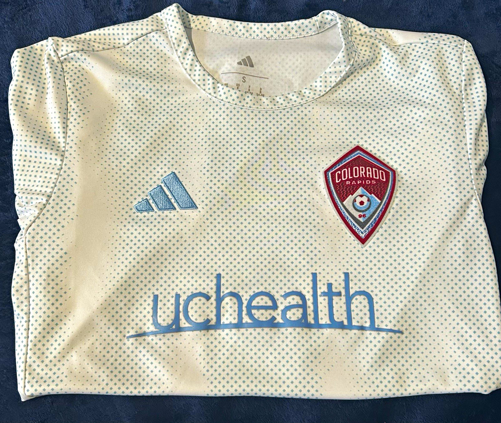 adidas Colorado Rapids MLS Soccer Jersey #32 White/Light Blue Size S