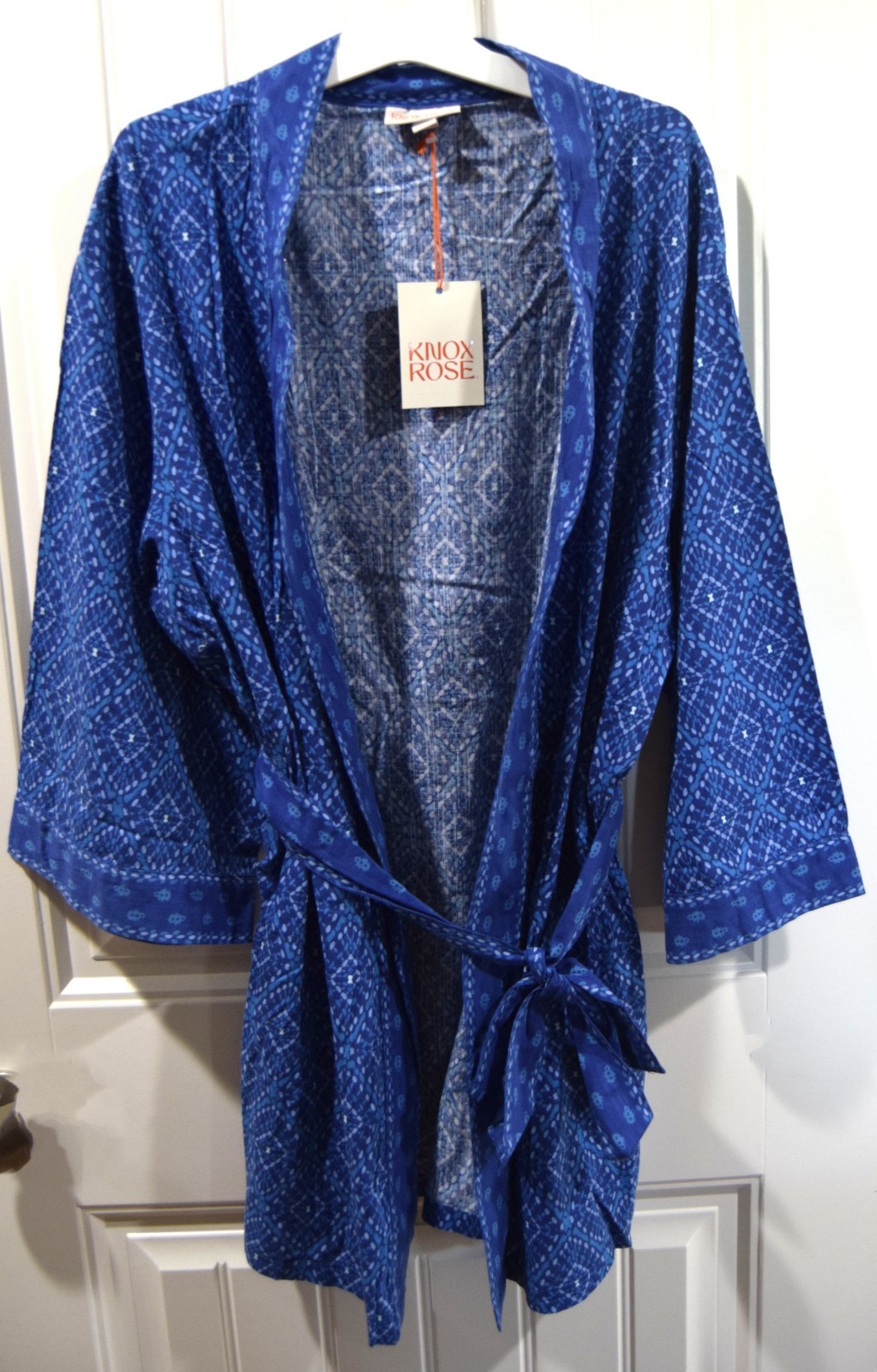 NWT Women\'s KNOX ROSE ROBE Kimono M/L - Blue Lightweight Above Knee Pockets Belt NWT Women\'s KNOX ROSE ROBE Kimono M/L - Blue Lightweight Above Knee Pockets Belt
