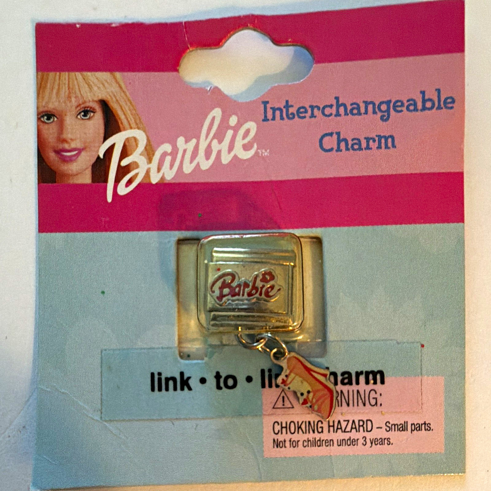 Vintage 2003 Barbie Interchangeable Charm Link Pink Heel Dangling (New)