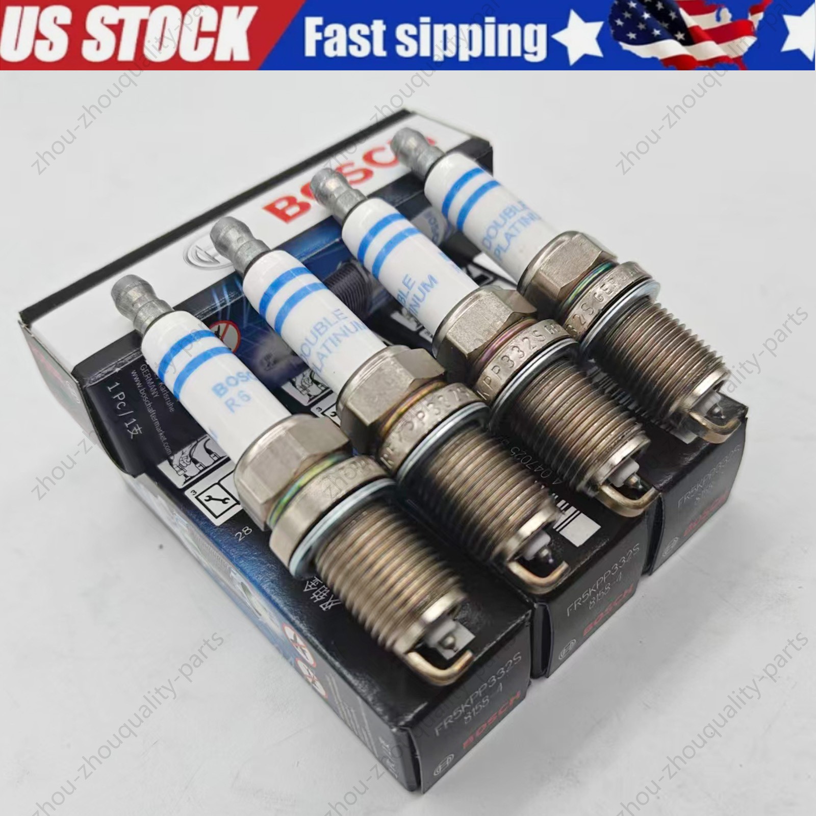 4pcs Bosch OEM Double Platinum Spark Plugs 06H905601A Set FR5KPP332S for VW AUDI