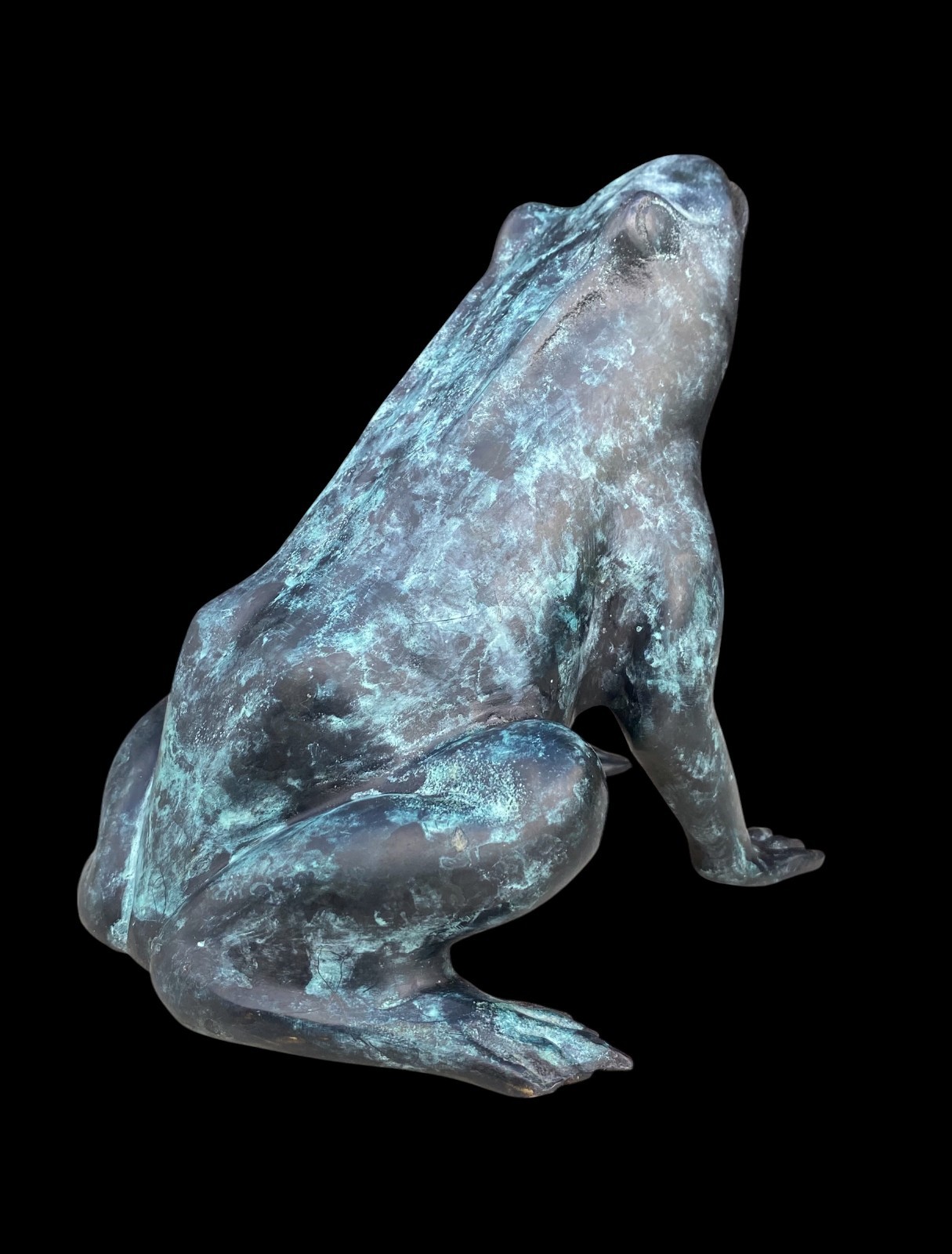 Vintage SPI Bronze Frog Sculpture with Green Verdigris Patina 6\