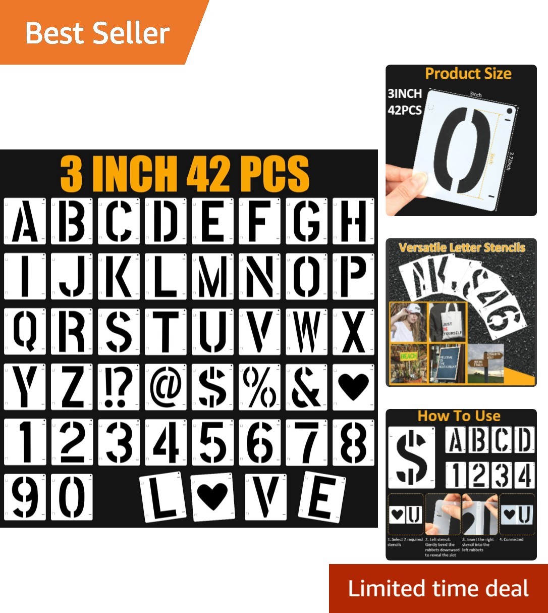 Professional-Quality 3 Inch Letter & Number Stencils – 42 PCS for Creative Uses
