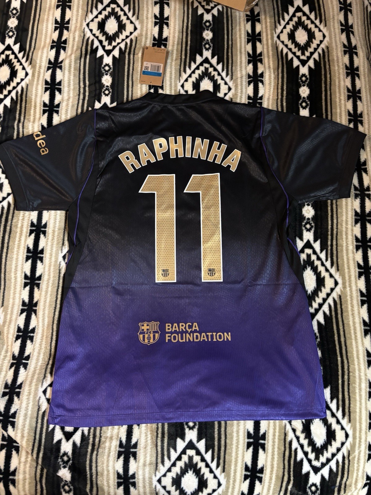 Nike FC Barcelona Raphinha #11 Dri-FIT Soccer Jersey Black/Purple Size M